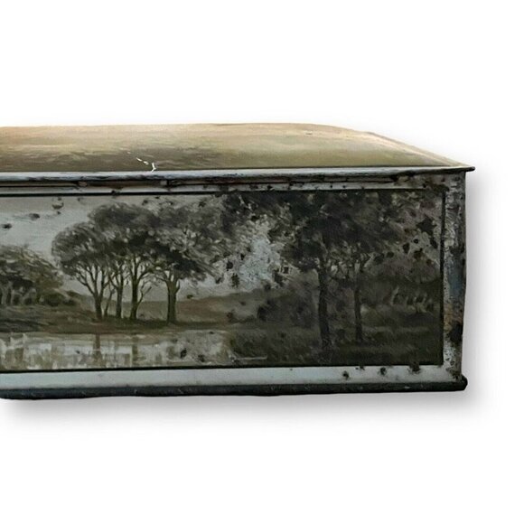Vintage 1920s Uneeda Biscuit Tin NBC Nabisco Crackers Hinged Large Pastoral Farm - Picture 12 of 16